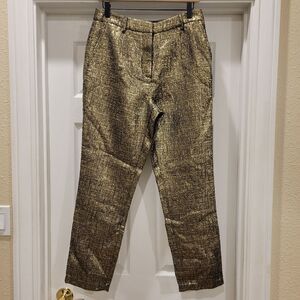 Michael Costello X Revolve Waverly Pants. Textured metallic gold and black, Med